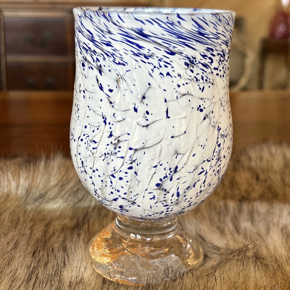 Ridge Walker Glass Blue White Art Water Tea Glass